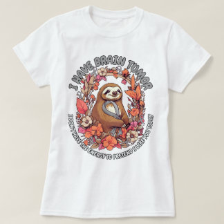 Camiseta Lazy Sloth Tengo Tumor Cerebro Guerrero Cinta Gris