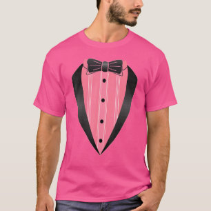 Camiseta Lazy Tuxedo Disfraz Rosa Fácil Bow Tejido Conce