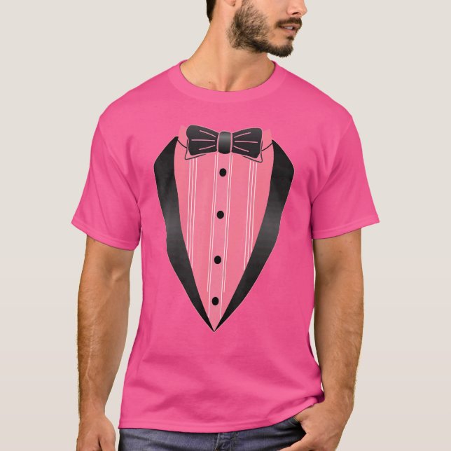 Camiseta Lazy Tuxedo Disfraz Rosa Fácil Bow Tejido Conce (Anverso)