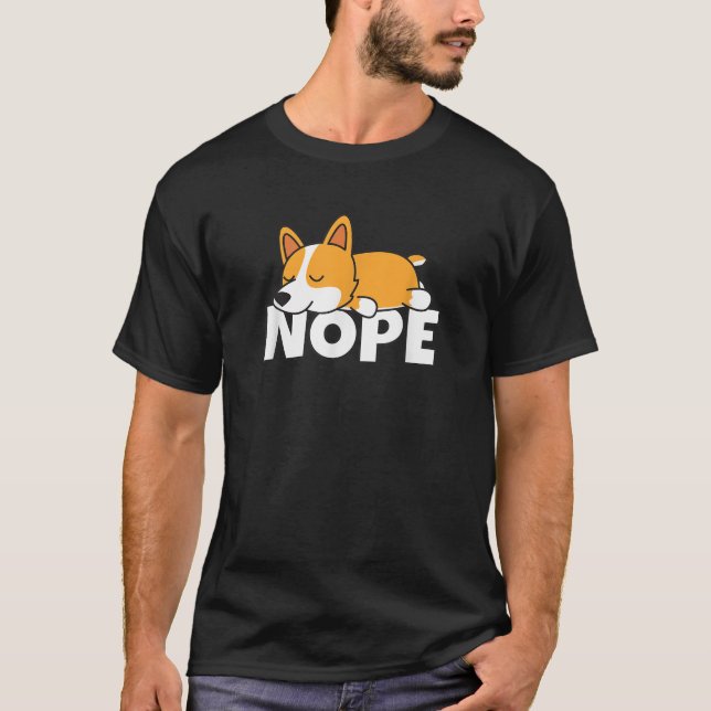 Camiseta Lazy Welsh Corgi Perro T Shirt Comic Gift Idea Cut (Anverso)