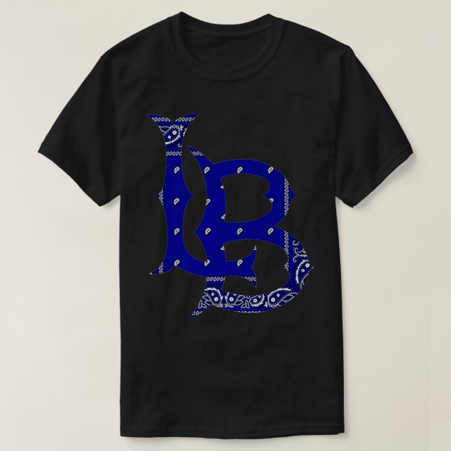 Camiseta LB Long beach California Blue bandana hip hop stre (Diseño del anverso)