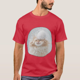 Camiseta Le chat roux à l’air très détendu, flocons sur la