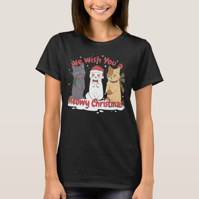 Camiseta Le Deseamos Un Navidad De Gatos Meowy (Anverso)