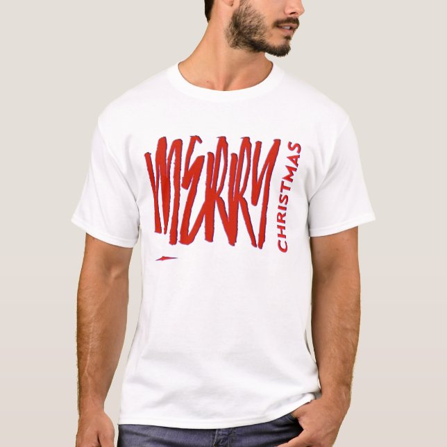 Camiseta Le Deseo Una Feliz Navidad Rojo Elegante Moderno (Anverso)