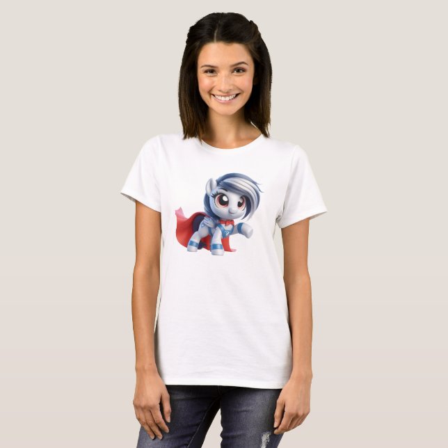 Camiseta Le poney héroïque à la crinière argentée. (Anverso completo)