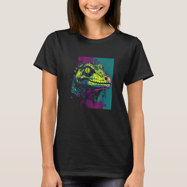 Camiseta Leachie Gecko Lizard Cool Neo Punk Green Distresse (Anverso)