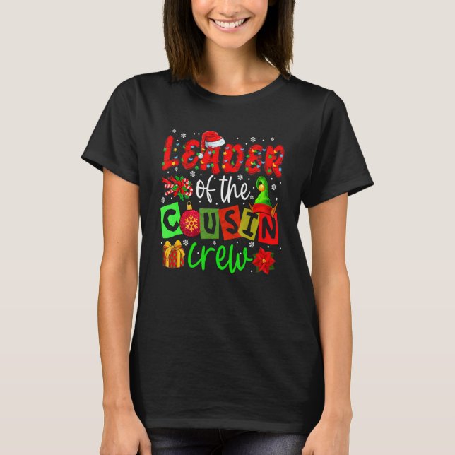 Camiseta Leader Of The Cousin Crew Christmas Lights Santa E (Anverso)