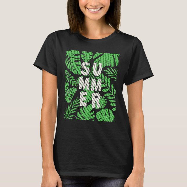 Camiseta Leaf Summer Green In Retro Style (Anverso)