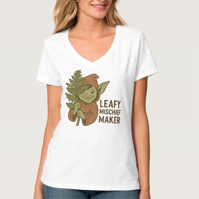 Camiseta Leafy Mischief Maker - Cute Goblin Forest Createss (Anverso)