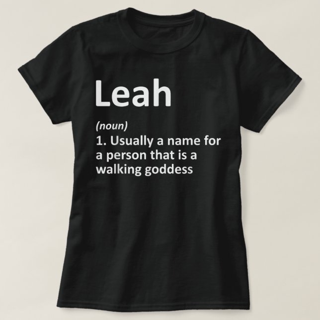 Camiseta LEAH Definición Nombre Personalizado Funny Cumplea (Diseño del anverso)