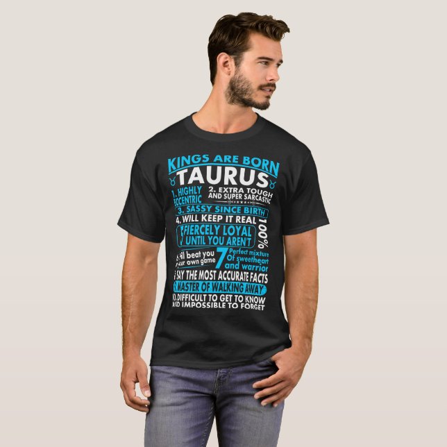 Camiseta leal descarada de reyes Are Born Taurus (Anverso completo)