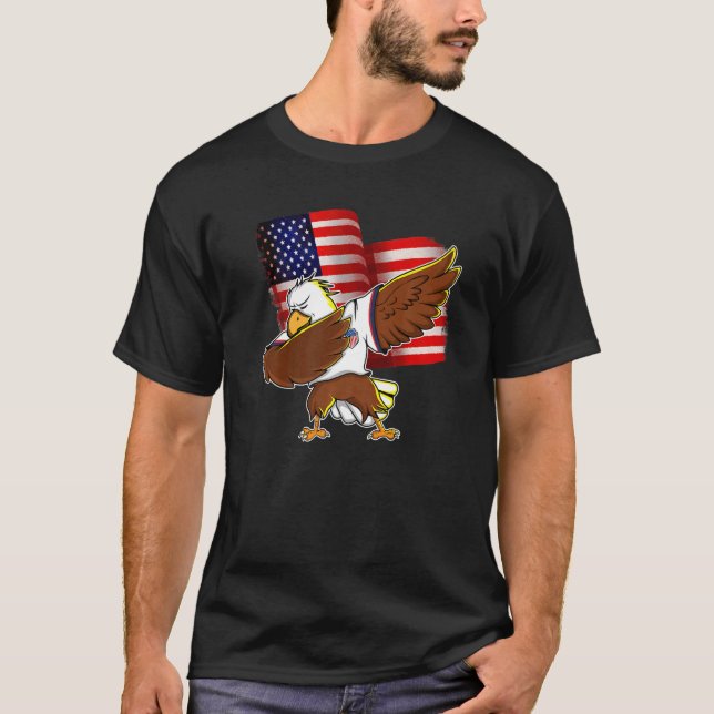 Camiseta Lealtad De Compromiso Dabbing Us Eagle 4 De Julio  (Anverso)