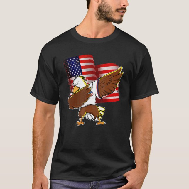 Camiseta Lealtad De Compromiso Dabbing Us Eagle 4 De Julio  (Anverso)