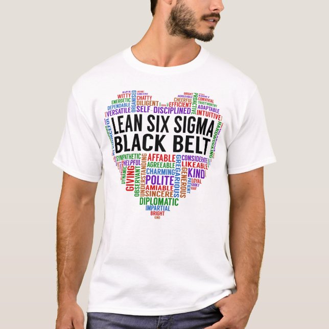 Camiseta Lean Six Sigma Black Belt Heart (Anverso)