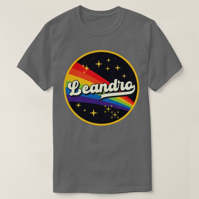 Camiseta Leandro Rainbow en estilo de vintage espacial (Diseño del anverso)