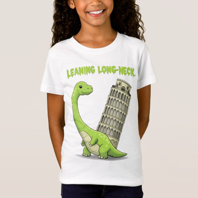 Camiseta Leaning Long-Neck Cute Brachiosaurus & Leaning Tow (Anverso)