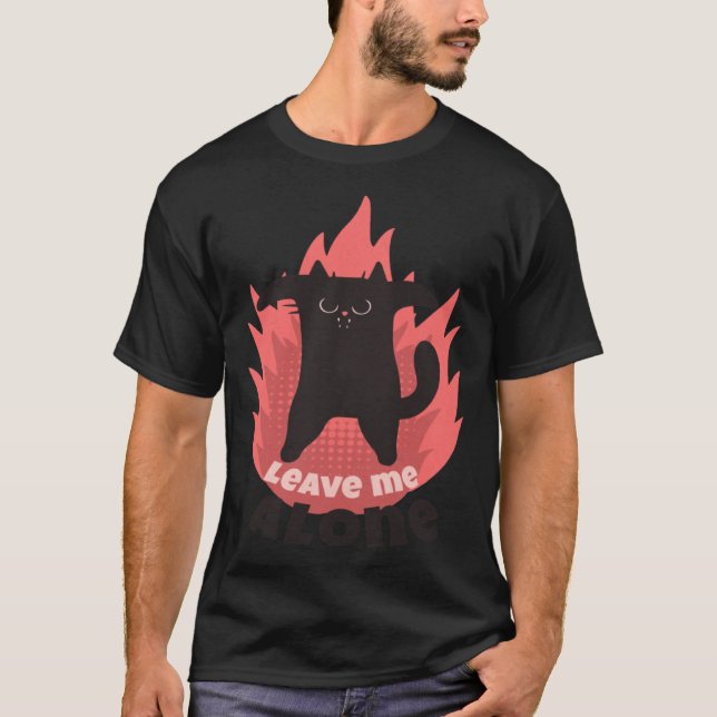 Camiseta Leave Me Alone Angry Cat Introvert Antisocial  1 (Anverso)