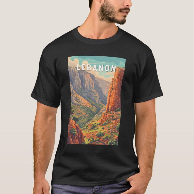Camiseta Lebanon Illustration Travel Art Vintage (Anverso)