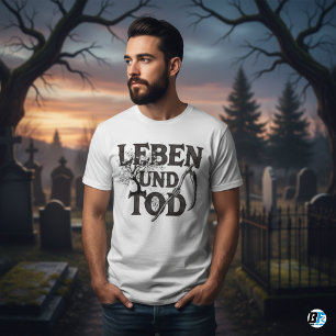Camiseta Leben und Tod Guadaña Gótica Vida y Muerte