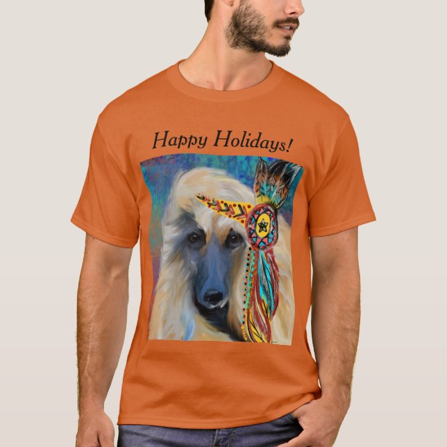 Camiseta Lebrel afgano blanco   (Anverso)