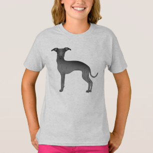 Camiseta Lebrel italiano negro de dibujos animados lindo
