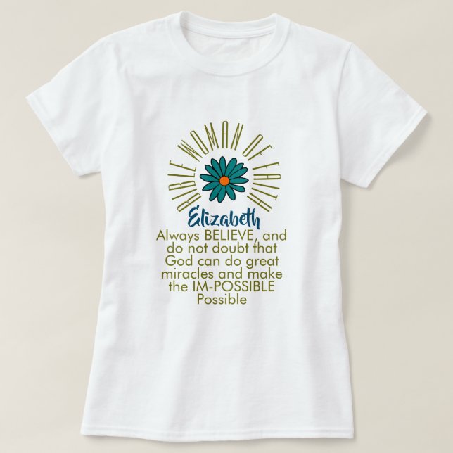 Camiseta Lección para las mujeres de la Biblia Elizabeth Ch (Diseño del anverso)