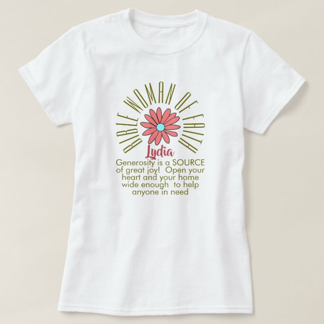 Camiseta Lección para las mujeres de la Biblia Lydia Christ (Diseño del anverso)