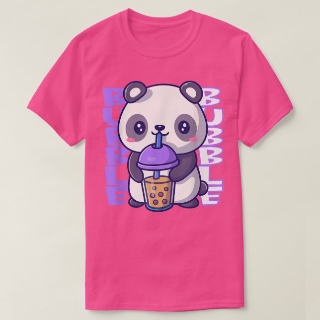 Camiseta Leche de burbuja lindo oso panda kawaii beber burb (Diseño del anverso)