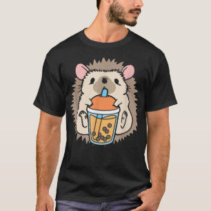 Camiseta Leche de burbujas Té Hedgehog Cute Hedgehog Beber