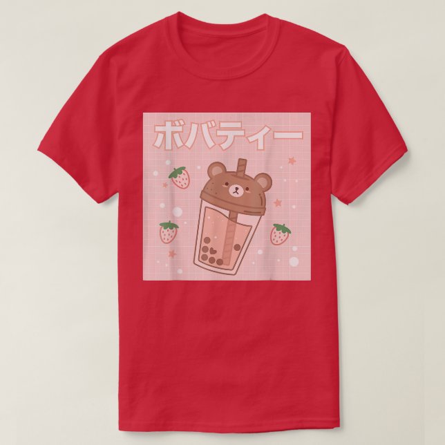 Camiseta Leche de burbujas Tea Boba Cute Bear Kawaii (Diseño del anverso)