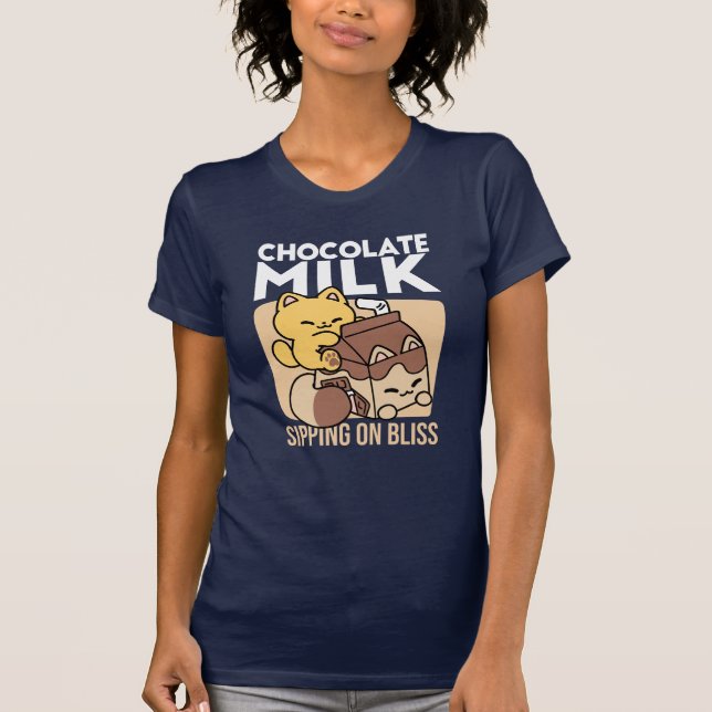 Camiseta Leche de Chocolate Bebiendo Felicidad – Comida de  (Anverso)