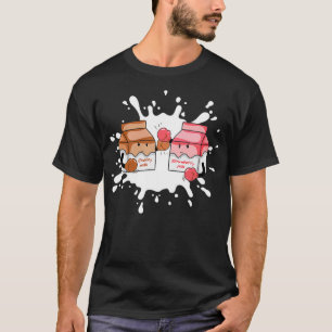 Camiseta Leche de chocolate contra leche de fresa Kawaii Mi