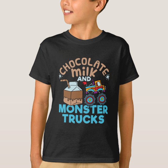 Camiseta Leche de chocolate y camionetas de Monstruo (Anverso)