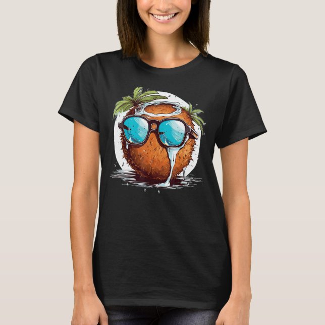 Camiseta Leche de coco con gafas de sol divertidas (Anverso)