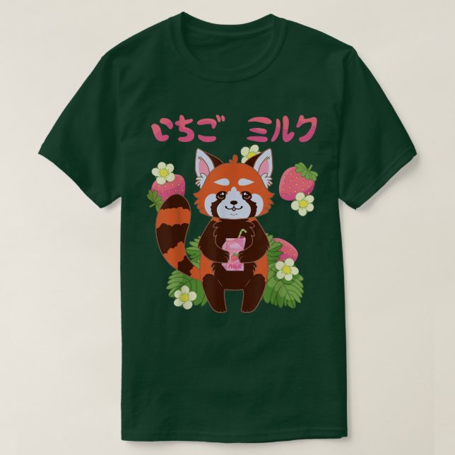 Camiseta Leche de fresa (ichigo miruku) panda rojo lindo ka (Diseño del anverso)