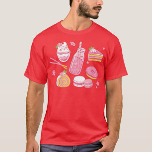 Camiseta Leche de Fresa Kawaii Bonita Estética de Anime Jap