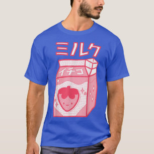 Camiseta Leche de fresa Kawaii Katakana Anime Sty japonés