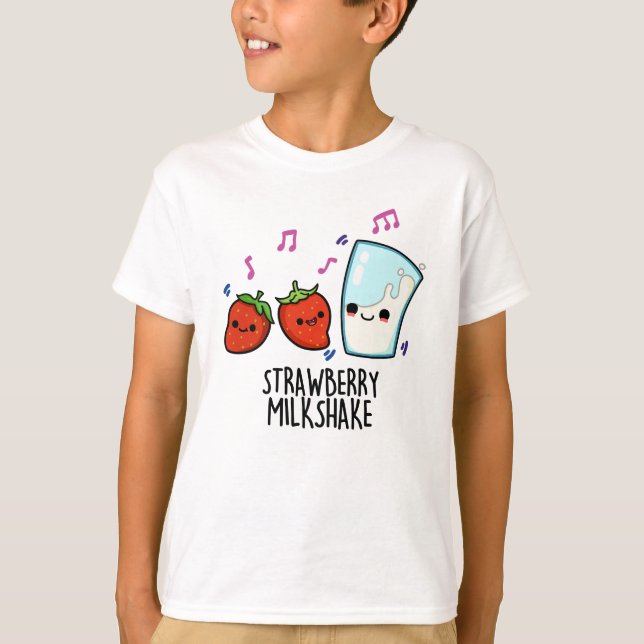 Camiseta Leche de fresa sacude divertido bollo de comida (Anverso)