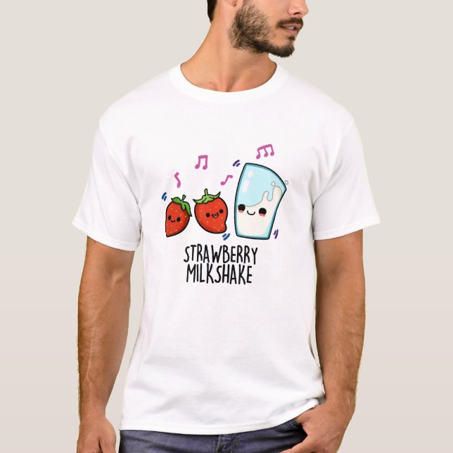 Camiseta Leche de fresa sacude divertido bollo de comida (Anverso)