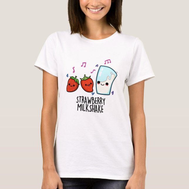 Camiseta Leche de fresa sacude divertido bollo de comida (Anverso)