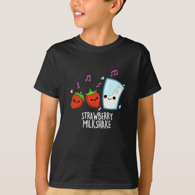 Camiseta Leche de fresa sacudida Graciosa Pun de comida osc (Anverso)