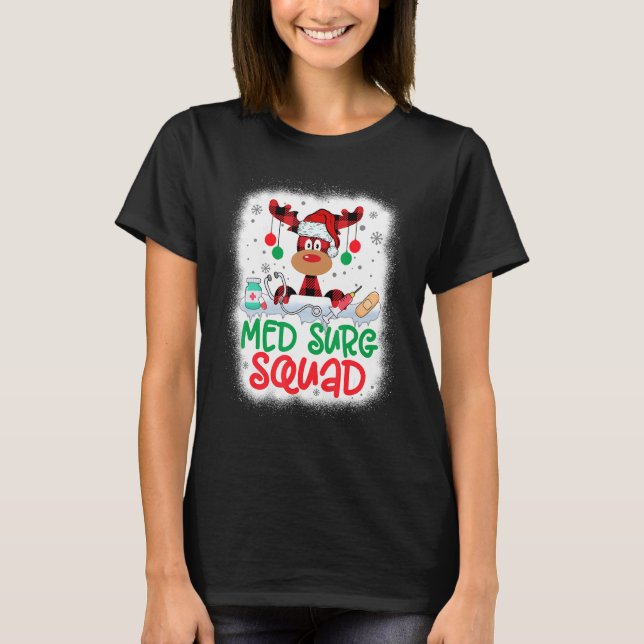 Camiseta Leche de reno blanqueada Santa Hat Med Surg Squad  (Anverso)