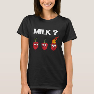Camiseta Leche de salsa de habanero caliente de pimiento de