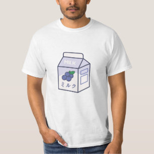 Camiseta Leche de vaca Kawaii Blueberry japonés