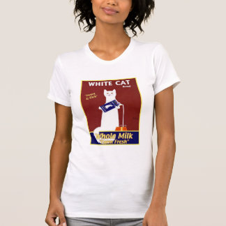 Camiseta Leche entera de marca de gato blanco