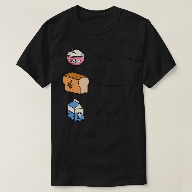 Camiseta Leche gratis de azúcar libre de gluten (Diseño del anverso)