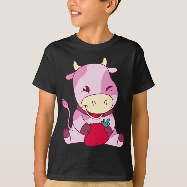 Camiseta Leche Leche Leche Ama Fresas Fa Ganadera (Anverso)