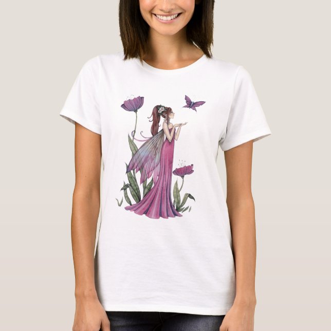 Camiseta Leche morada y arte de fantasía de mariposa (Anverso)