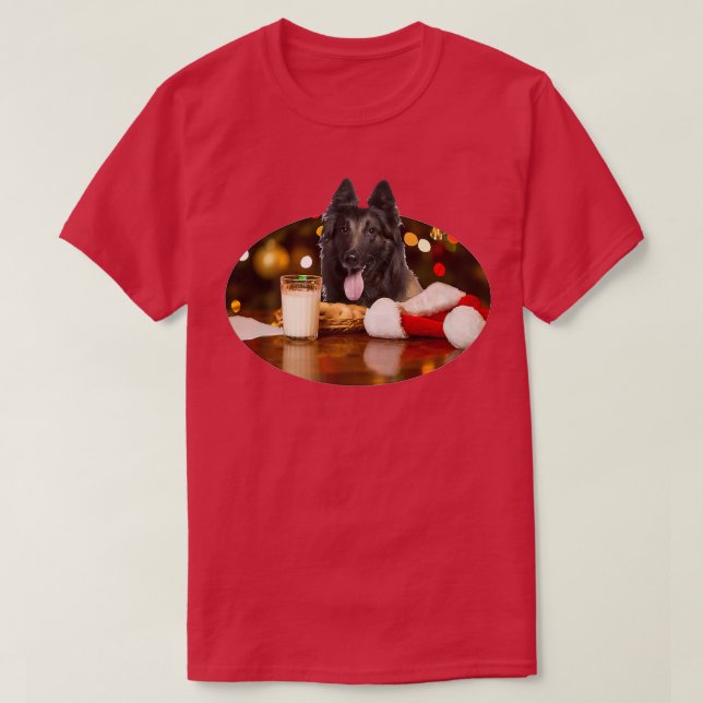 Camiseta Leche Santa y galletas Perro Tervuren belga  (Diseño del anverso)