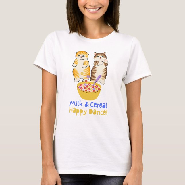 Camiseta Leche y Cereales Feliz baile con gatitos (Anverso)